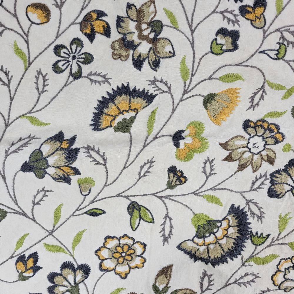 IKEA Alvine Lov Embroidered Floral Pillow Cover 20x24 Cream Cotton Plaid Back - Picture 12 of 16